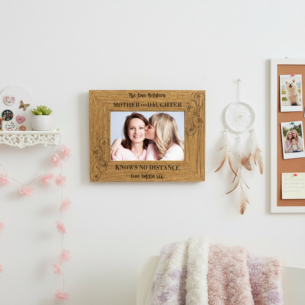 Personalised Mother & Daughter Knows No Distance Engraved Wooden Photo Frame Gift Daughter Photo Frame ukgiftstoreonline