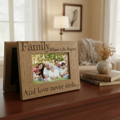 Family Where Life Begins and Love Never Ends Wooden Photo Frame Gift Family Photo frame ukgiftstoreonline