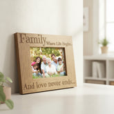Family Where Life Begins and Love Never Ends Wooden Photo Frame Gift Family Photo frame ukgiftstoreonline