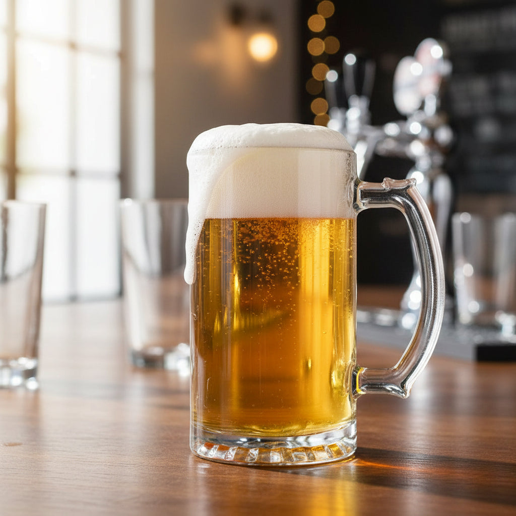Set of Three Beer Mugs, 15cm Height, 11cm Width, Nucleated Base, Heavy Weight, Comfortable Handle, Gift for Men Milk, Juice, Bar, Beverages Personalised Birthday Gift ukgiftstoreonline