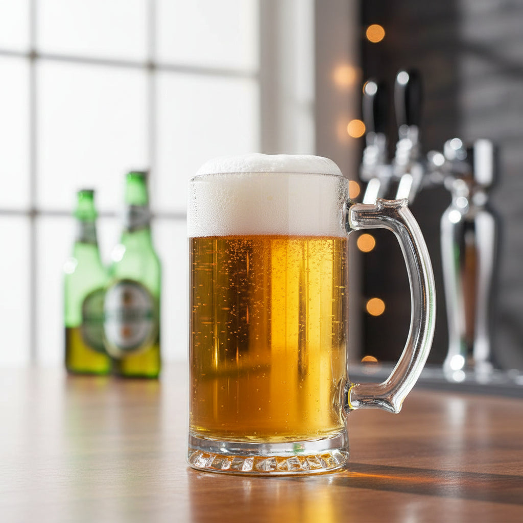Set of Three Beer Mugs, 15cm Height, 11cm Width, Nucleated Base, Heavy Weight, Comfortable Handle, Gift for Men Milk, Juice, Bar, Beverages Personalised Birthday Gift ukgiftstoreonline