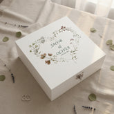 Personalised Luxury Wooden Wedding Box Keepsakes With Watercolour Floral Heart Keepsake Wooden Box ukgiftstoreonline