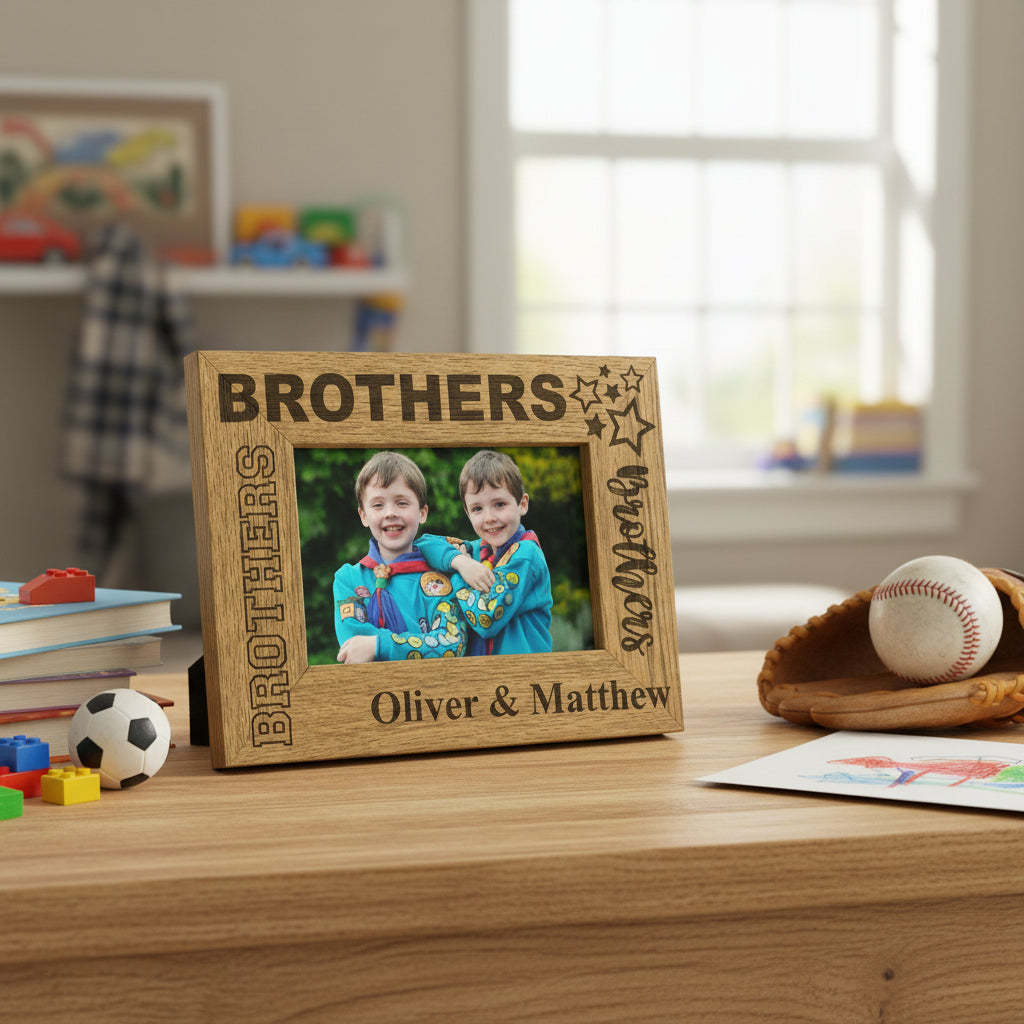 Brothers Sentiment Personalised Wooden Engraved Photo Frame Gift Brother Photo Frame ukgiftstoreonline
