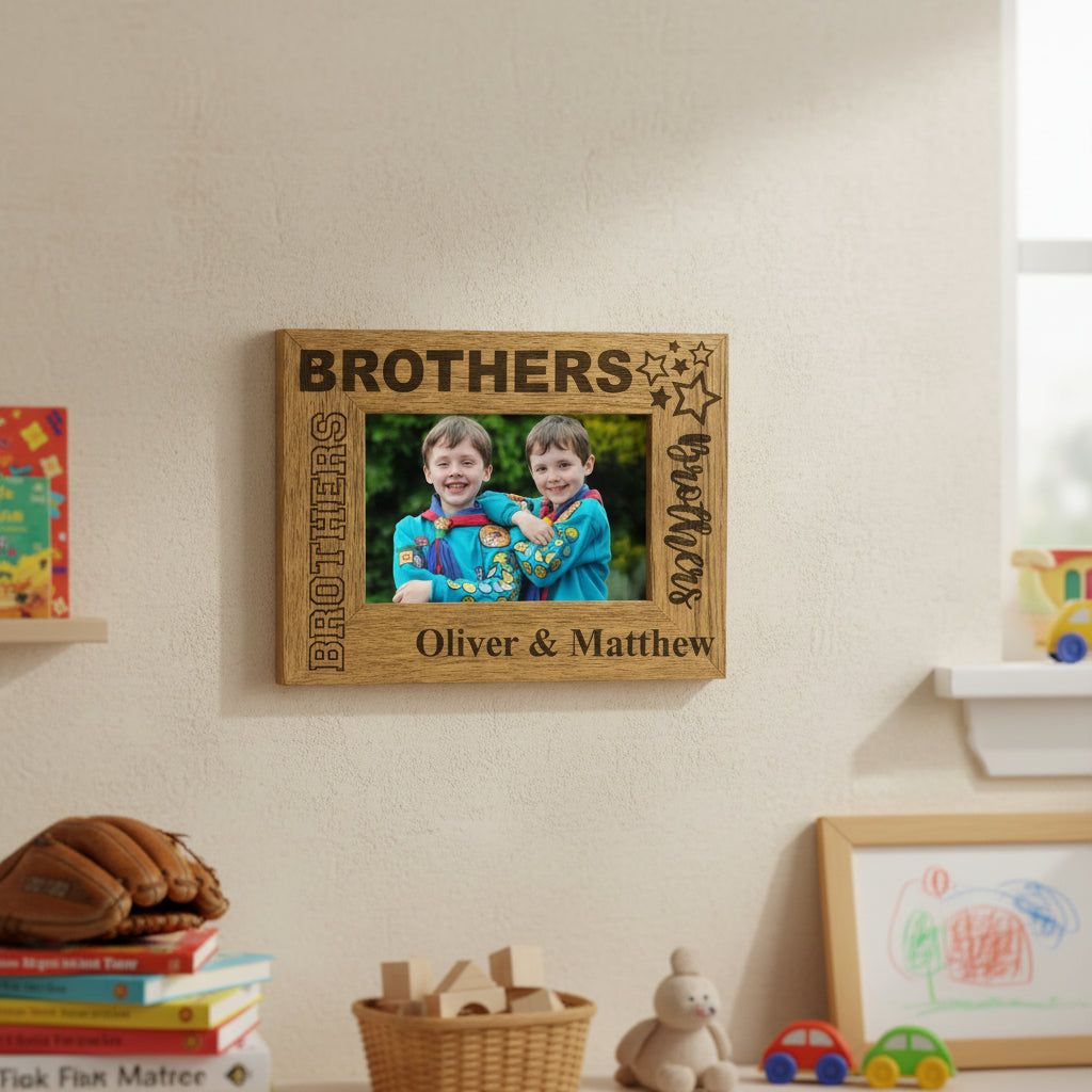 Brothers Sentiment Personalised Wooden Engraved Photo Frame Gift Brother Photo Frame ukgiftstoreonline