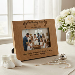 Personalised Christening Day Engraved Wooden Photo Frame Gift Christening Photo Frame ukgiftstoreonline