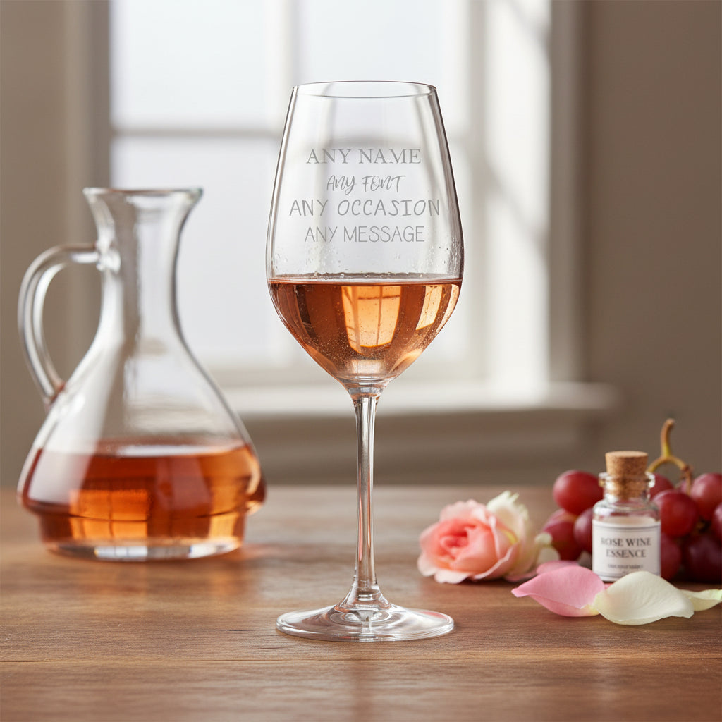 Personalised Wine Glass 350ml Engraved Glass for Women or Men Choice of 30 Fonts Customised Gift, Elegant Stemware Perfect Anniversary Birthday Christmas Retirement Personalised ukgiftstoreonline