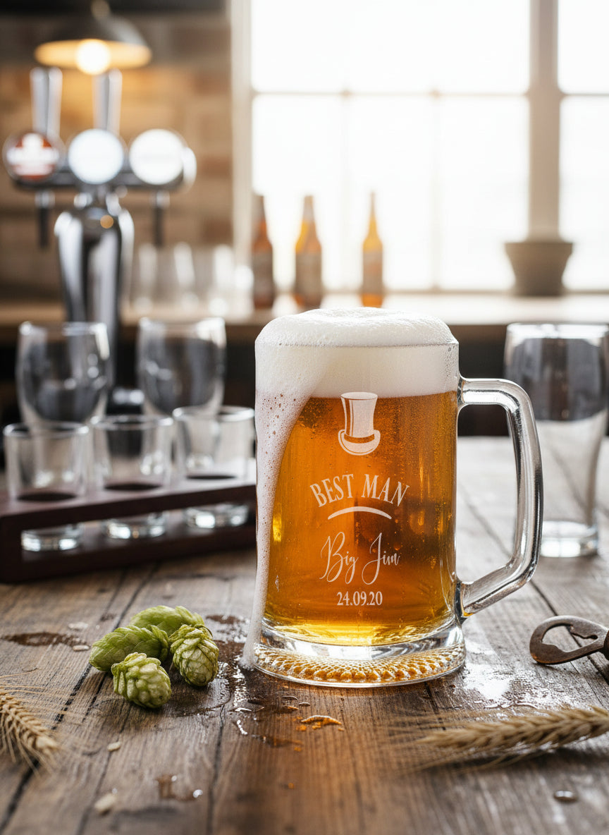 Personalised Wedding Beer Tankard Gift Best Man, Usher, Groomsman, Father Of the Groom, Father Of The Bride personalised beer glasses ukgiftstoreonline