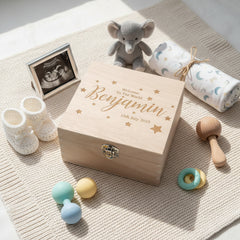 Personalised Baby Engraved Wooden Keepsake Box Gift Welcome to The World
