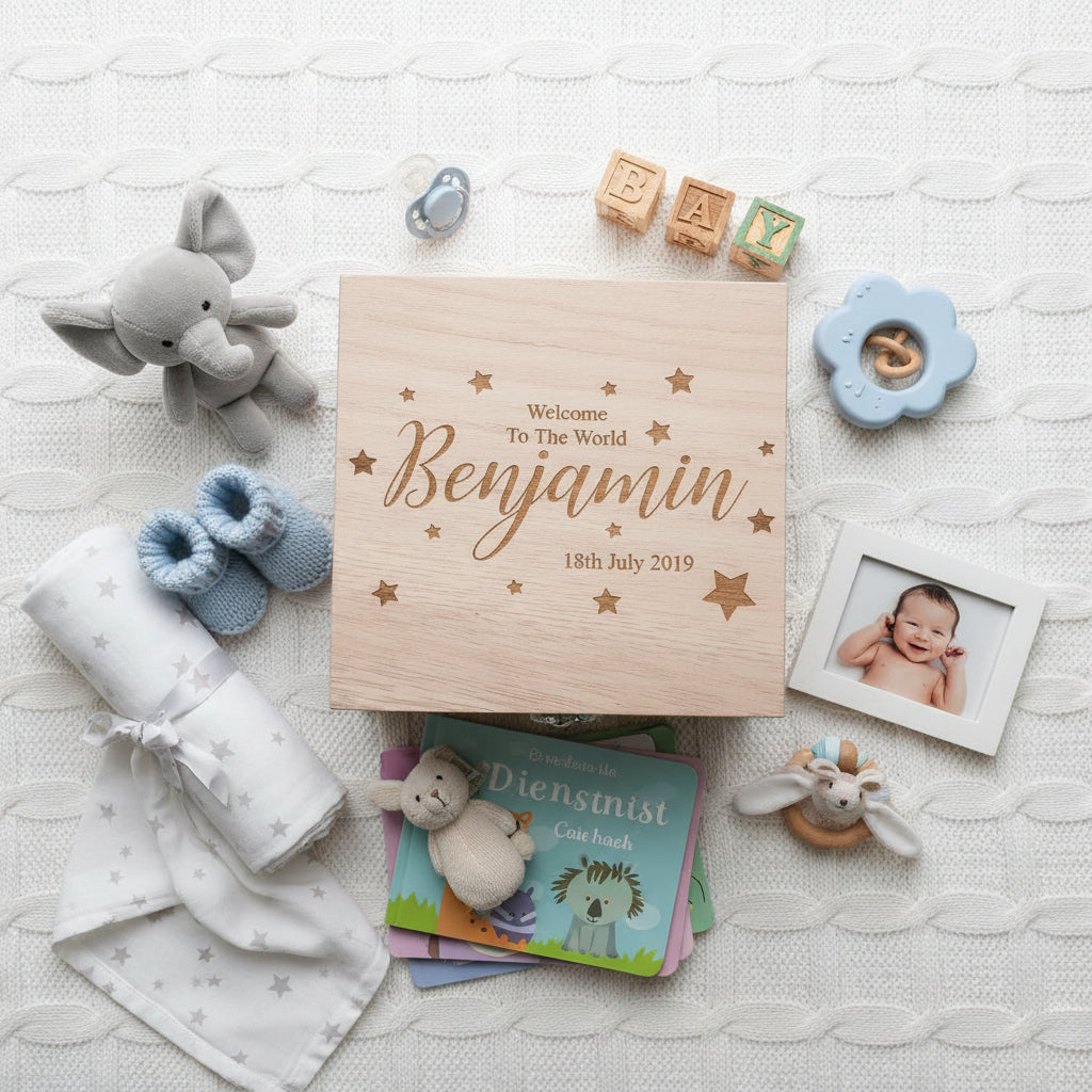 Personalised Baby Engraved Wooden Keepsake Box Gift Welcome to The World Keepsake Memory Box ukgiftstoreonline