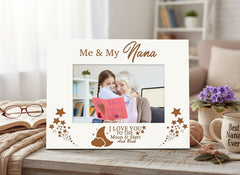 Me and My Nana Love You To The Moon White Engraved Wooden Photo Frame Gift Gran Photo Frame ukgiftstoreonline