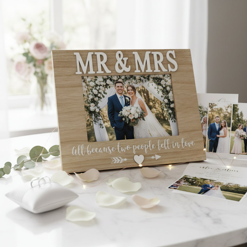 Vintage Style Shabby Chic Mr & Mrs Wedding Photo Frame 7"x5" ukgiftstoreonline
