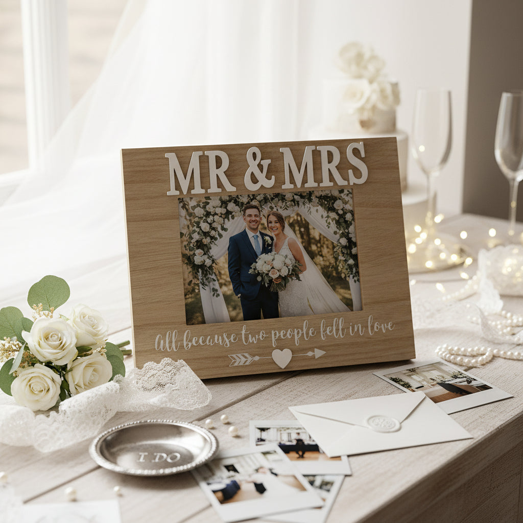Vintage Style Shabby Chic Mr & Mrs Wedding Photo Frame 7"x5" ukgiftstoreonline