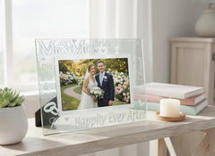 Glass Wedding Photo Frame 4" x 6" With Mirrored Words photo frame ukgiftstoreonline