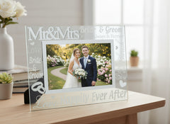 Glass Wedding Photo Frame 4" x 6" With Mirrored Words photo frame ukgiftstoreonline