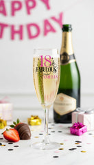 Personalised Fabulous Any Age and Name Champagne Prosecco Glass For Her 18th, 21st, 30th, 40th, 50th, 60th