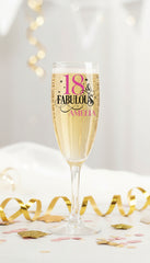 Personalised Fabulous Any Age and Name Champagne Prosecco Glass For Her 18th, 21st, 30th, 40th, 50th, 60th