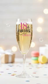 Personalised Fabulous Any Age and Name Champagne Prosecco Glass For Her 18th, 21st, 30th, 40th, 50th, 60th Personalised Wine Glasses ukgiftstoreonline