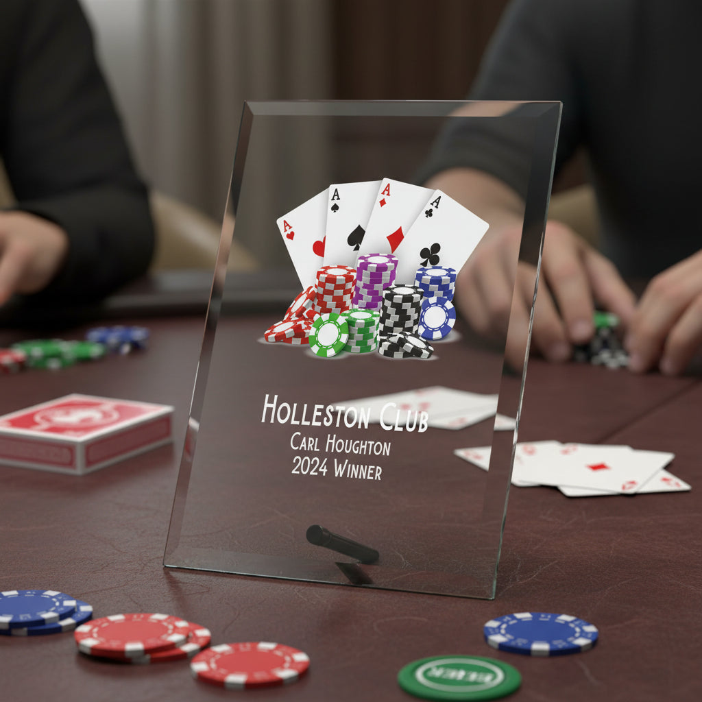 Personalised Poker or Cards Trophy Plaque With Colour Print Personalised Plaque Sign ukgiftstoreonline