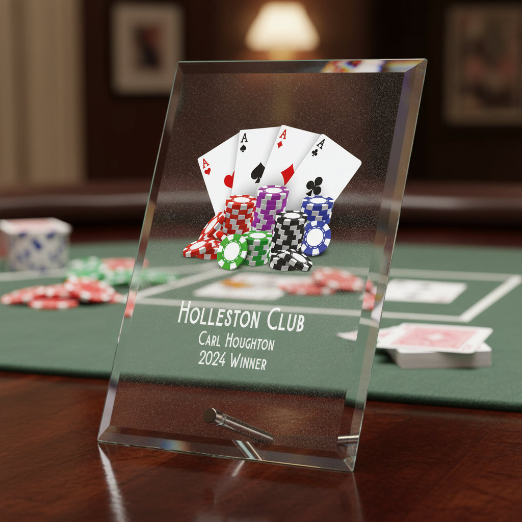 Personalised Poker or Cards Trophy Plaque With Colour Print Personalised Plaque Sign ukgiftstoreonline