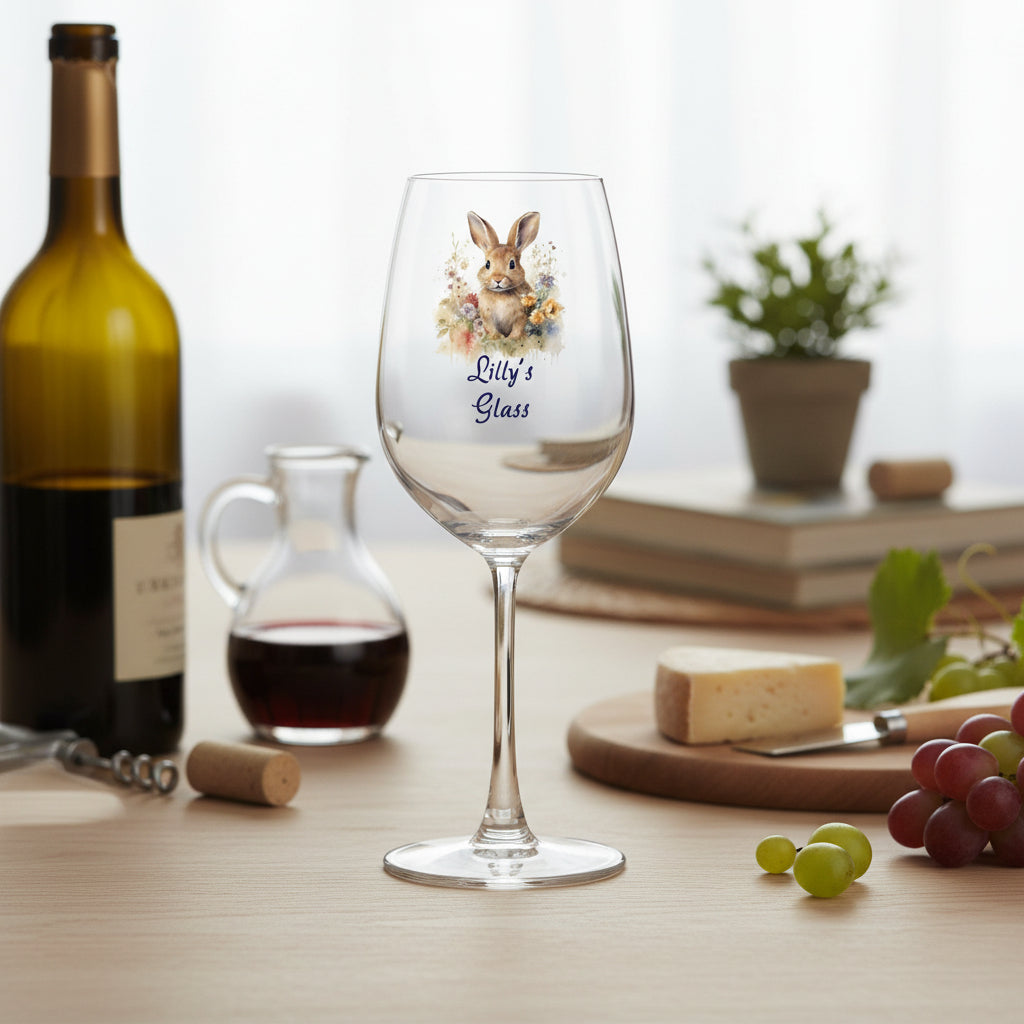 Personalised Bunny Wine Glass Gift For Her Mothers Day Birthday Christmas Personalised Wine Glasses ukgiftstoreonline