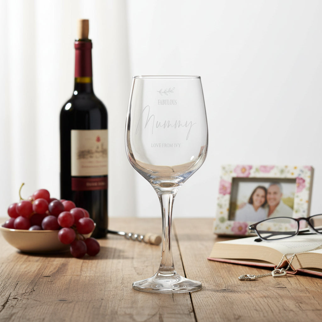 Personalised Fabulous Mummy Engraved Wine Glass Gift with Sentiment Personalised Wine Glasses ukgiftstoreonline