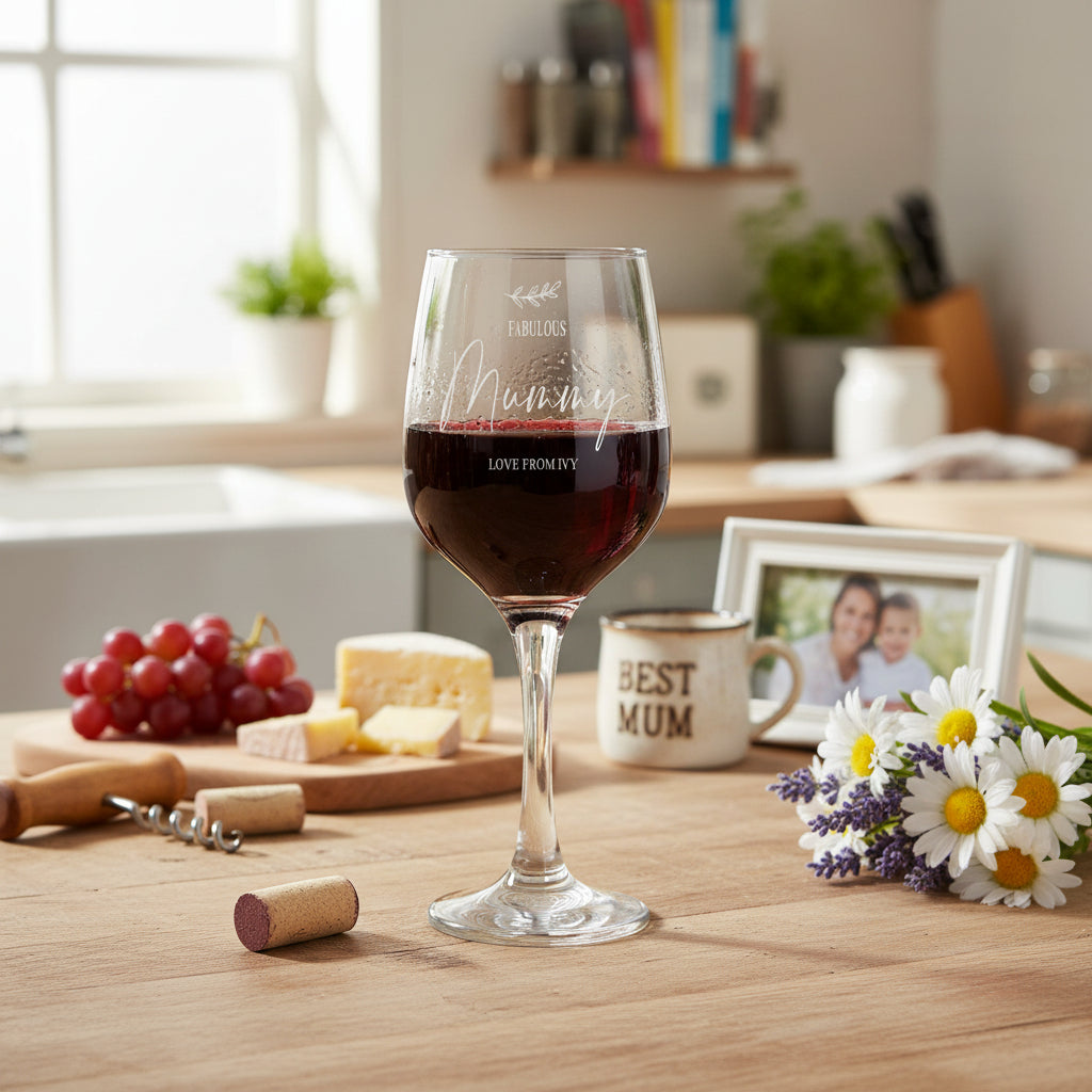 Personalised Fabulous Mummy Engraved Wine Glass Gift with Sentiment Personalised Wine Glasses ukgiftstoreonline
