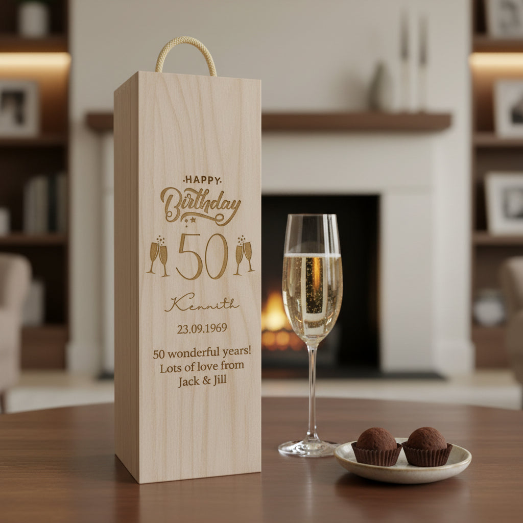 Personalised Birthday Gift Champagne or Wine Bottle Holder Gift 18th, 21st, 30th, 40th, 50th, 60th, 70th, 80th, 90th Personalised Birthday Gift ukgiftstoreonline