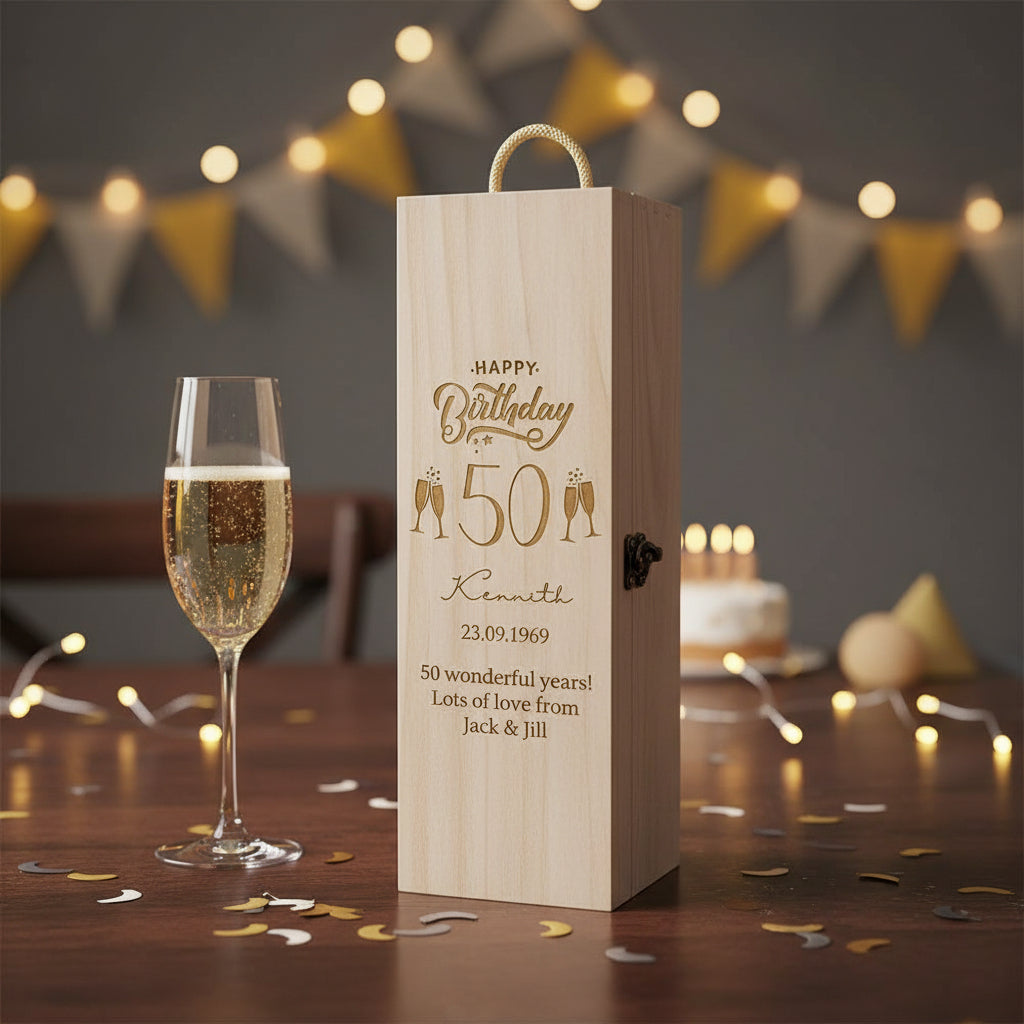 Personalised Birthday Gift Champagne or Wine Bottle Holder Gift 18th, 21st, 30th, 40th, 50th, 60th, 70th, 80th, 90th Personalised Birthday Gift ukgiftstoreonline