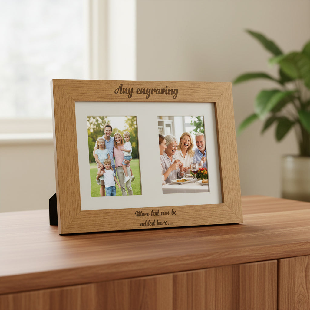 Personalised Wooden Double Photo Frame Engraved Any Message Photo Frame ukgiftstoreonline