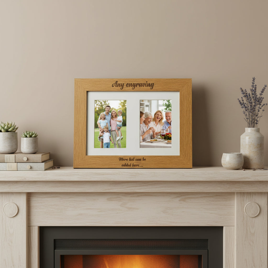 Personalised Wooden Double Photo Frame Engraved Any Message Photo Frame ukgiftstoreonline