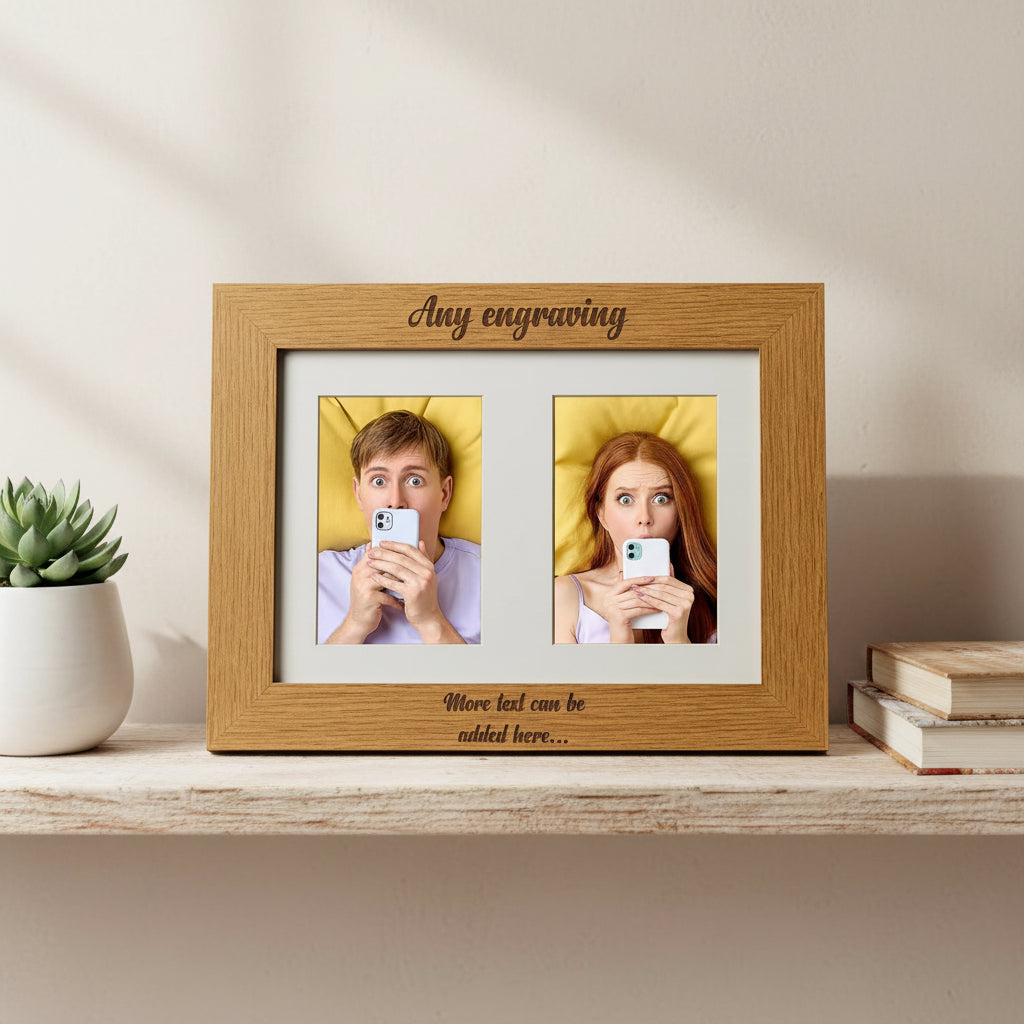 Personalised Wooden Double Photo Frame Engraved Any Message Photo Frame ukgiftstoreonline