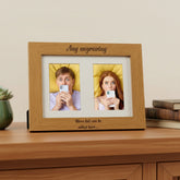 Personalised Wooden Double Photo Frame Engraved Any Message
