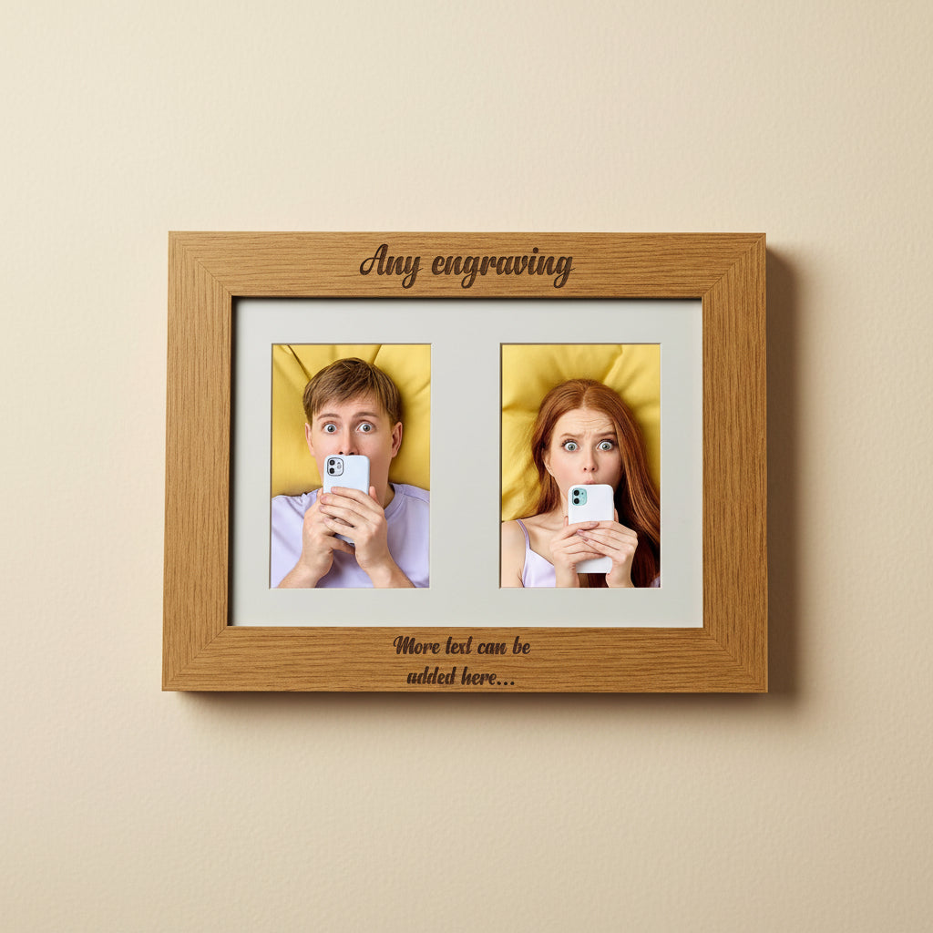 Personalised Wooden Double Photo Frame Engraved Any Message Photo Frame ukgiftstoreonline