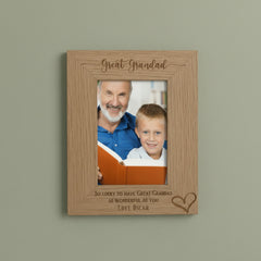 Personalised Great Grandad Love Heart Engraved Portrait Photo Frame Gift personalised photo frames ukgiftstoreonline