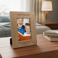 Personalised Great Grandad Love Heart Engraved Portrait Photo Frame Gift personalised photo frames ukgiftstoreonline