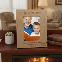 Personalised Great Grandad Love Heart Engraved Portrait Photo Frame Gift personalised photo frames ukgiftstoreonline