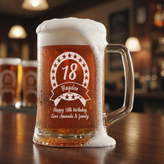 Engraved/Personalised Birthday Beer Tankard - Gift For Boys 18th/21st/30th/40th/50th/60th/65th/70th