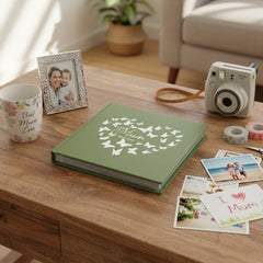 Mum with love Olive Green Photo Album Gift With Butterflies 50 x 6" x 4" Photos Mum Photo Album ukgiftstoreonline