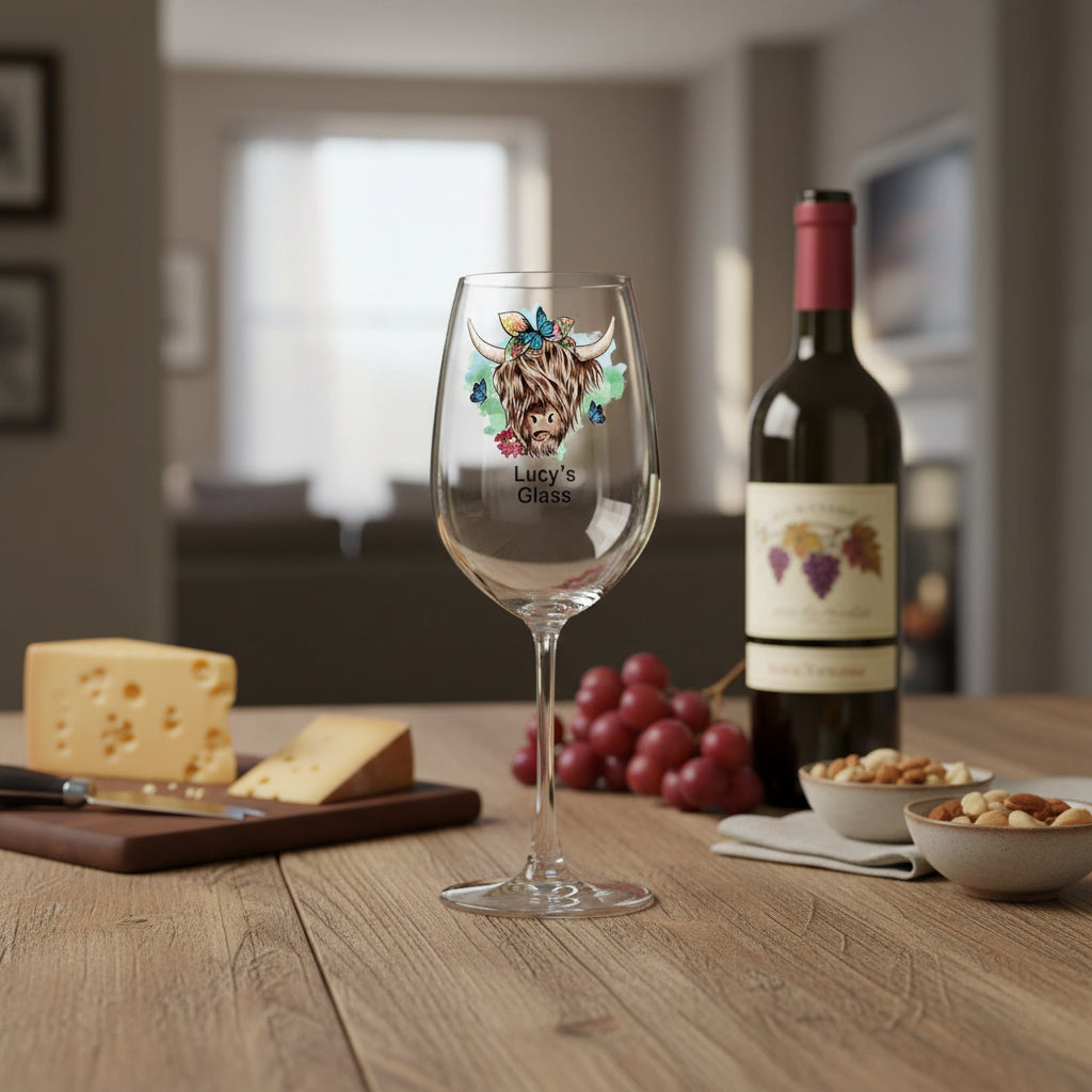 Personalised Highland Cow Butterfly Wine Glass Gift For Her Personalised Gin Glasses ukgiftstoreonline