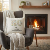 60th Birthday Gift For Her Personalised Cushion With Butterflies and Flowers Personalised Cushion Gifts ukgiftstoreonline