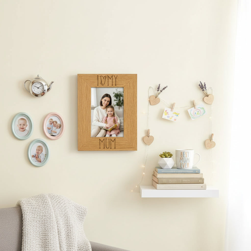 I heart my Mum Engraved photo frame Gift For Mothers Day Birthdays or Christmas Mum Photo Frame ukgiftstoreonline