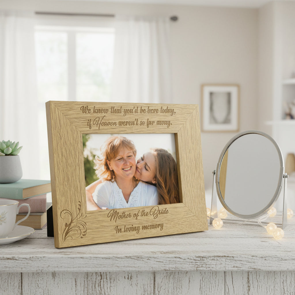 Mum In Loving Memory Wedding Memorial Picture Frame for Mother of The Bride Engraved Wood Mum Photo Frame ukgiftstoreonline 4 x 6 Inches