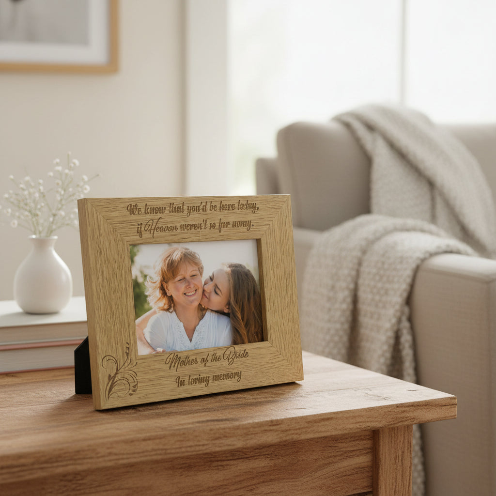 Mum In Loving Memory Wedding Memorial Picture Frame for Mother of The Bride Engraved Wood Mum Photo Frame ukgiftstoreonline