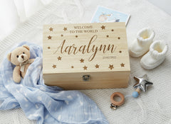 Personalised Engraved Large Baby Memories Keepsake Box Welcome To The World Keepsake Memory Box Raised Words