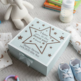 Personalised Baby Boy Blue Memories Engraved Wooden Keepsake Box Love You To The Moon Keepsake Memory Box Baby Keepsakes