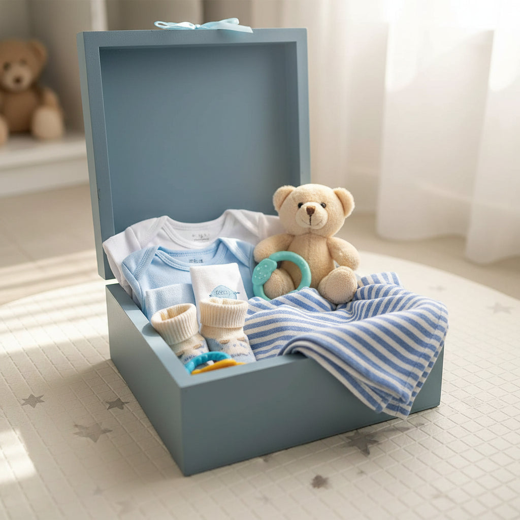 Personalised Baby Boy Blue Memories Engraved Wooden Keepsake Box Love You To The Moon Keepsake Memory Box Baby Keepsakes