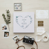 Personalised Large Linen Cover Wedding Photo Album Dusty Blue Heart photo album ukgiftstoreonline