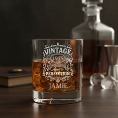 Engraved Personalised Bespoke Birthday Whisky Glass Any Age 70th, 60th, 50th, 40th, 30th