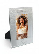 Personalised 30th Birthday Photo Frame Silver Glitter Gift Birthday Photo Frame ukgiftstoreonline
