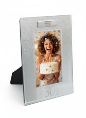 Personalised 30th Birthday Photo Frame Silver Glitter Gift Birthday Photo Frame ukgiftstoreonline